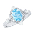 Art Deco Style 1 Carat Oval Shape Aquamarine and Diamond Cocktail Ring