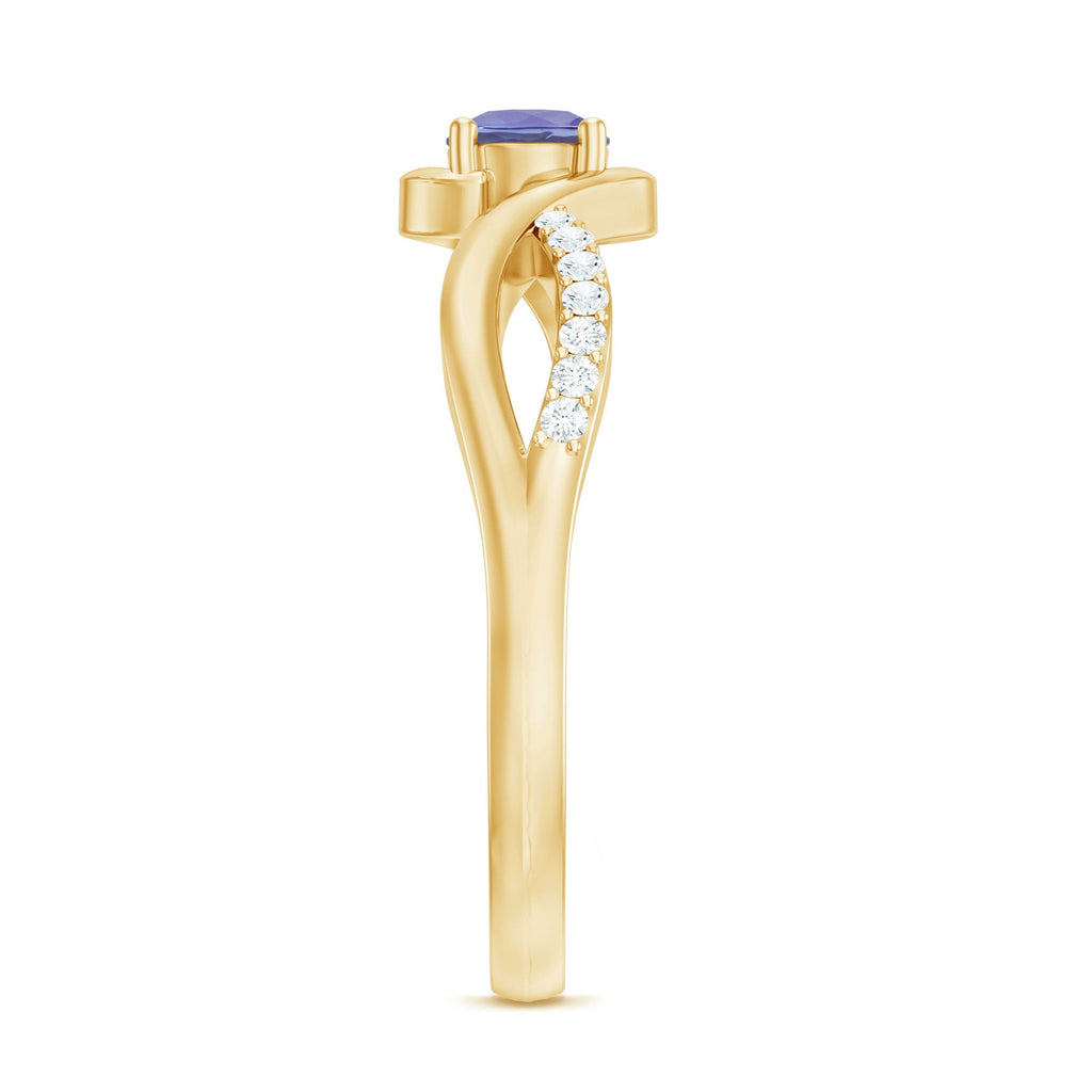 Real Tanzanite Diamond Promise Ring with Bypass Shank