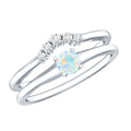 Minimal Ethiopian Opal Diamond Promise Ring Set