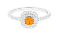 3/4 CT Classic Fire Opal Double Halo Engagement Ring with Diamond