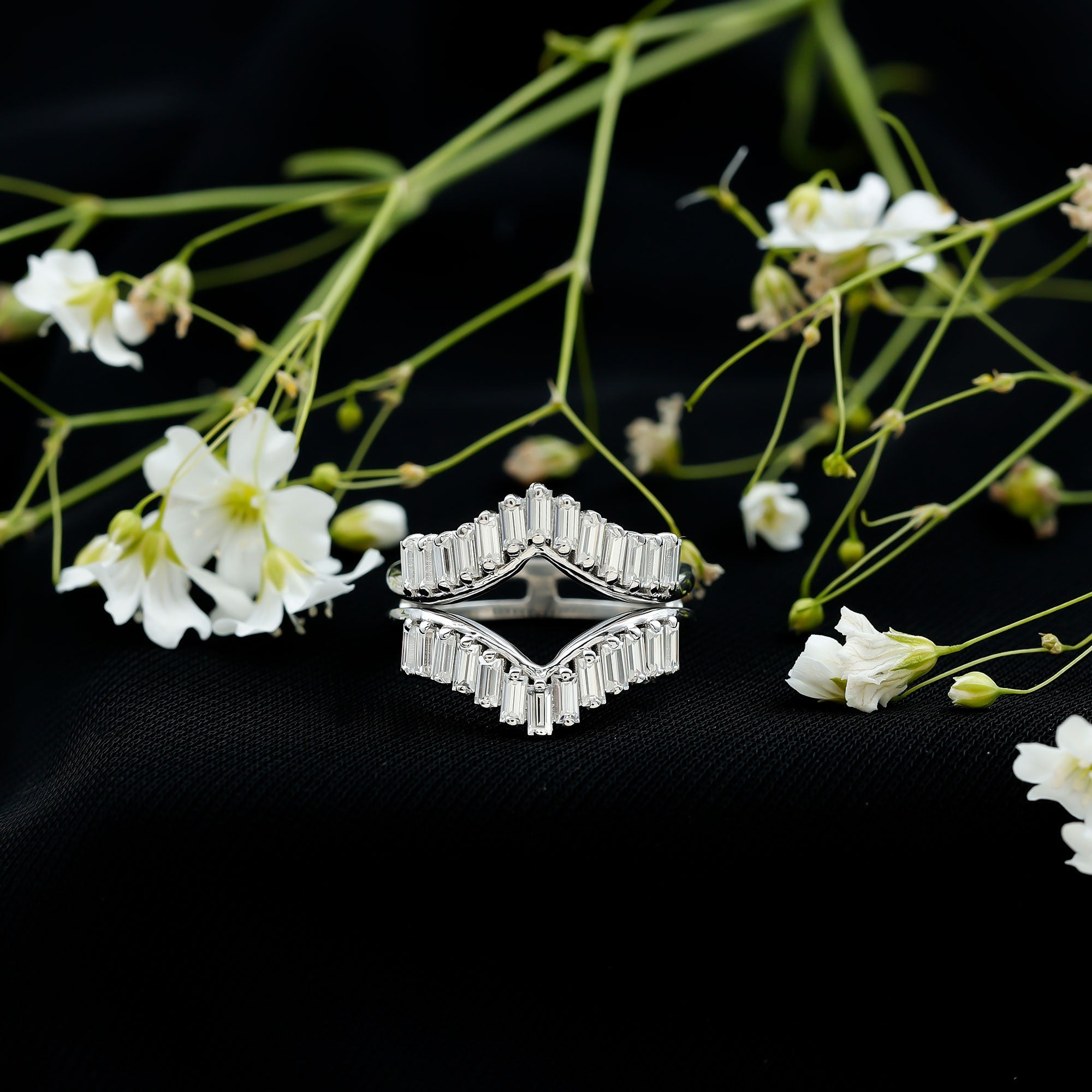 Baguette Cut Moissanite Engagement Ring Enhancer
