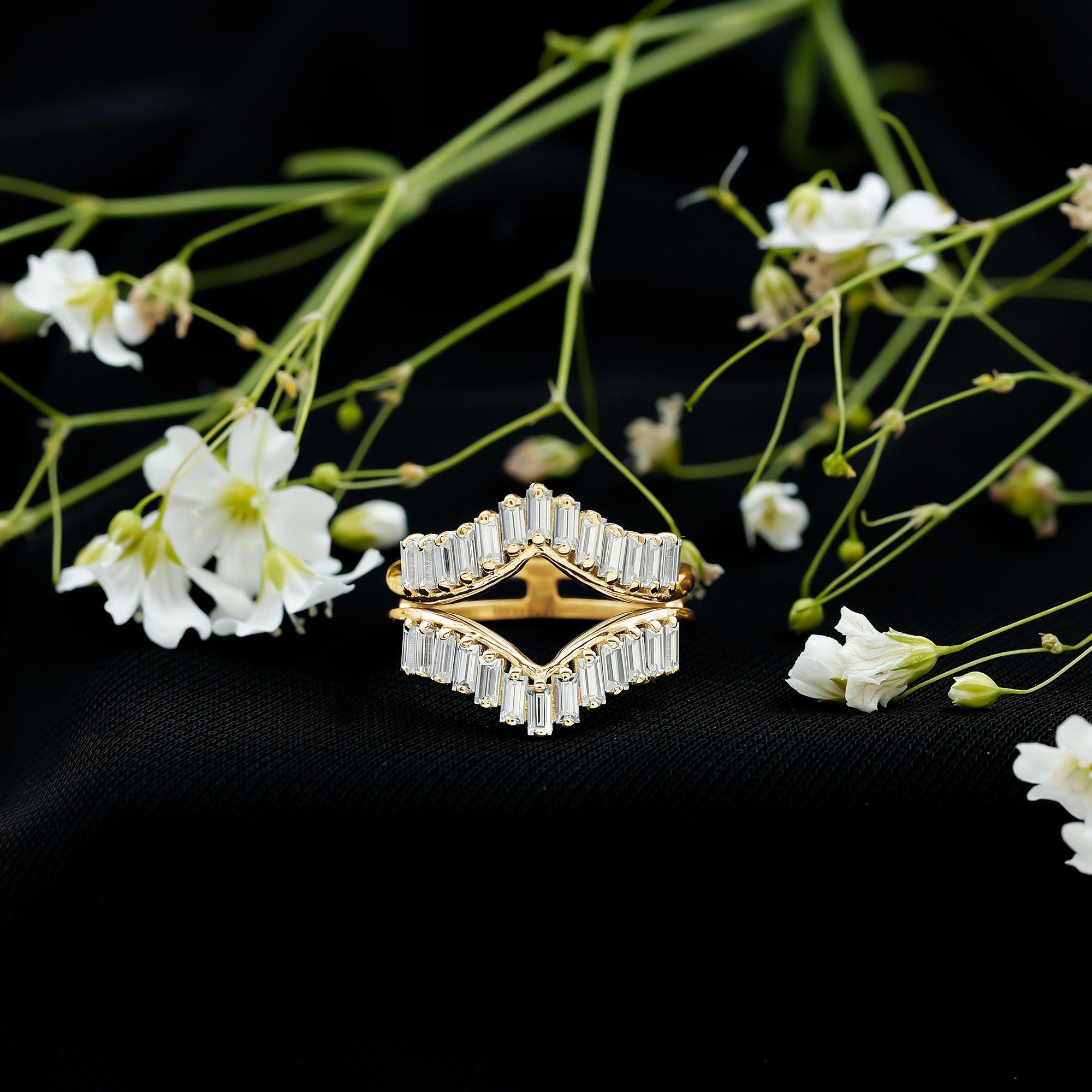 Baguette Cut Moissanite Engagement Ring Enhancer