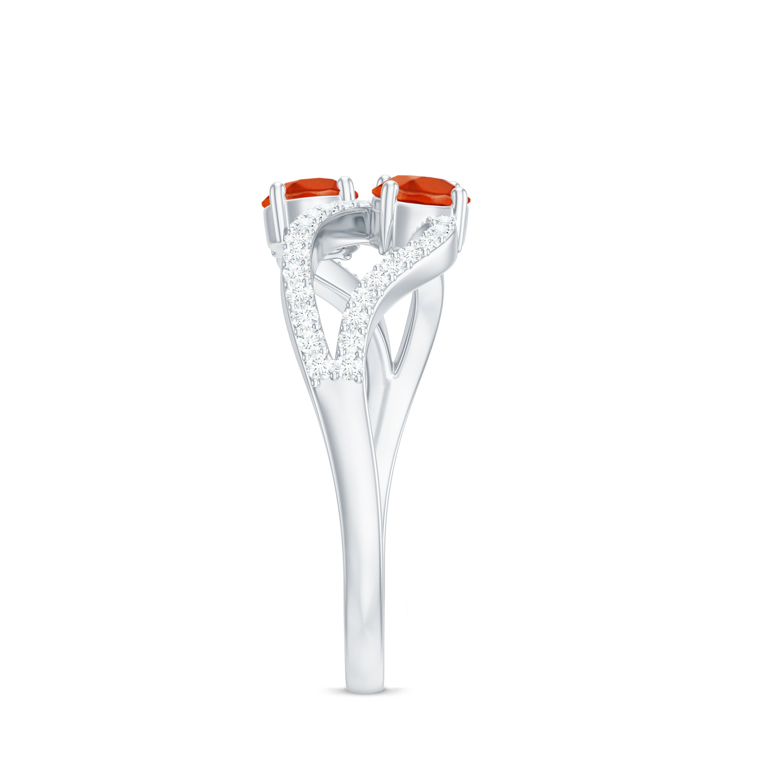 3/4 CT Minimal Fire Opal and Diamond Engagement Ring