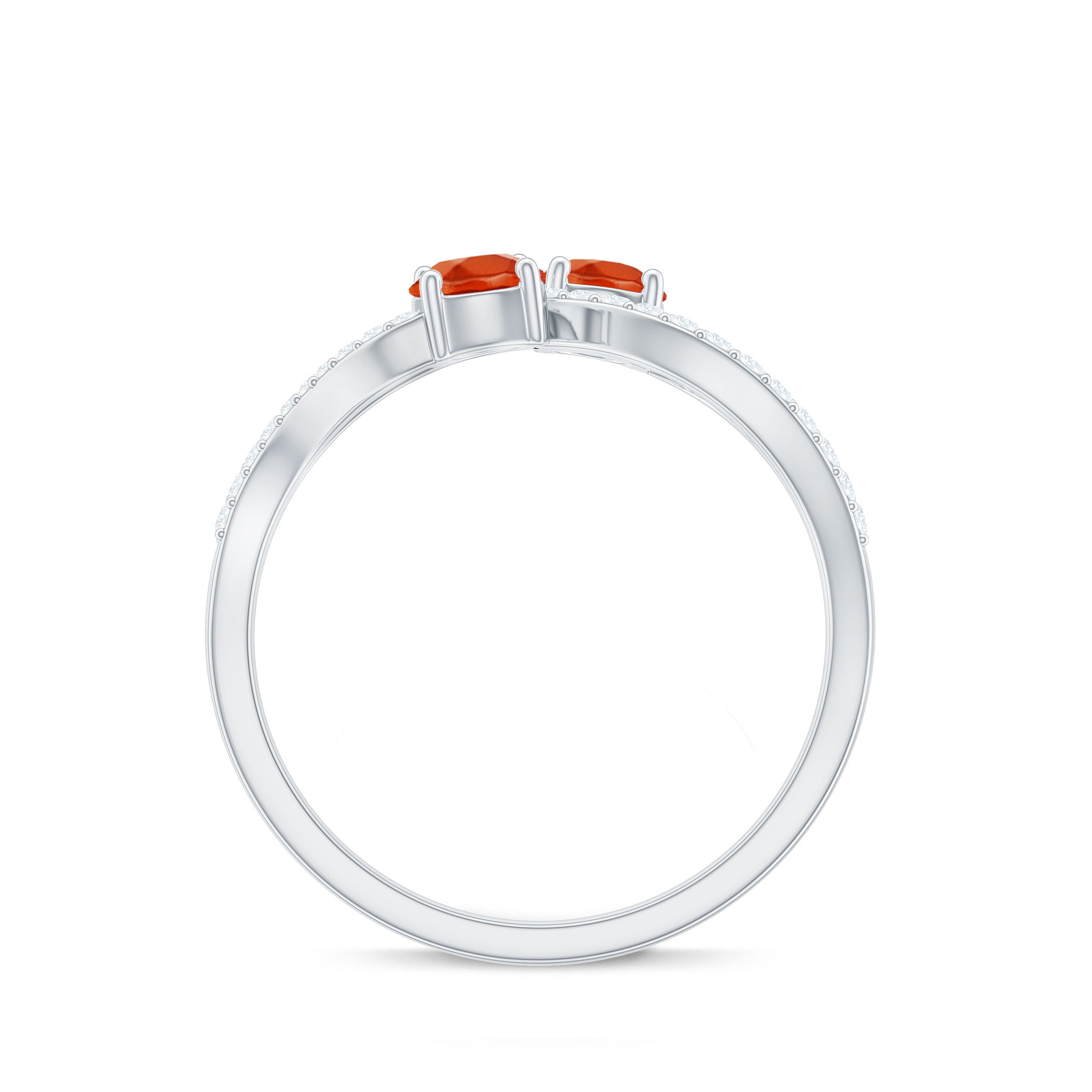 3/4 CT Minimal Fire Opal and Diamond Engagement Ring