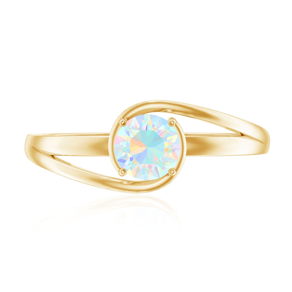 Natural Ethiopian Opal Solitaire Ring with Bypass Shank