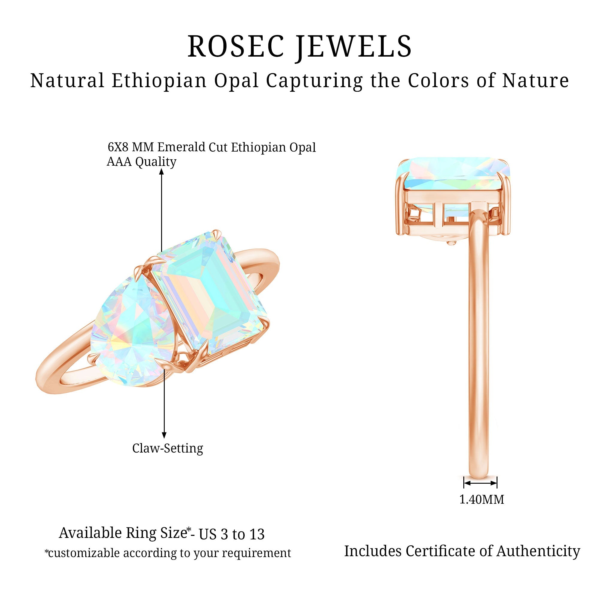 Pear and Emerald Cut Ethiopian Opal Toi Et Moi Engagement Ring