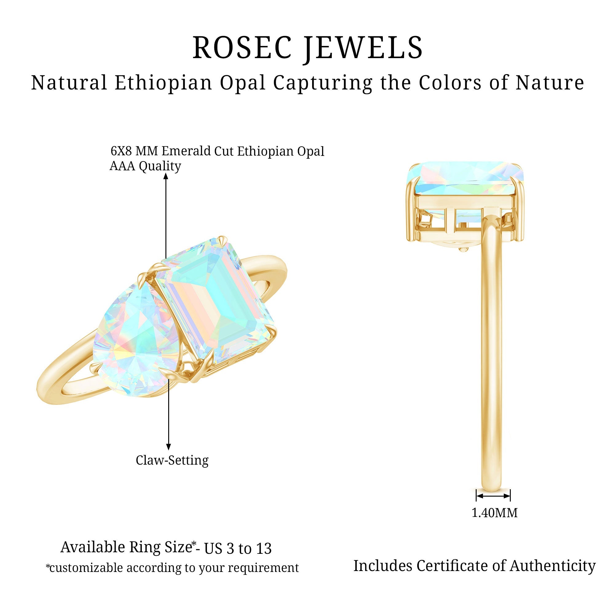 Pear and Emerald Cut Ethiopian Opal Toi Et Moi Engagement Ring