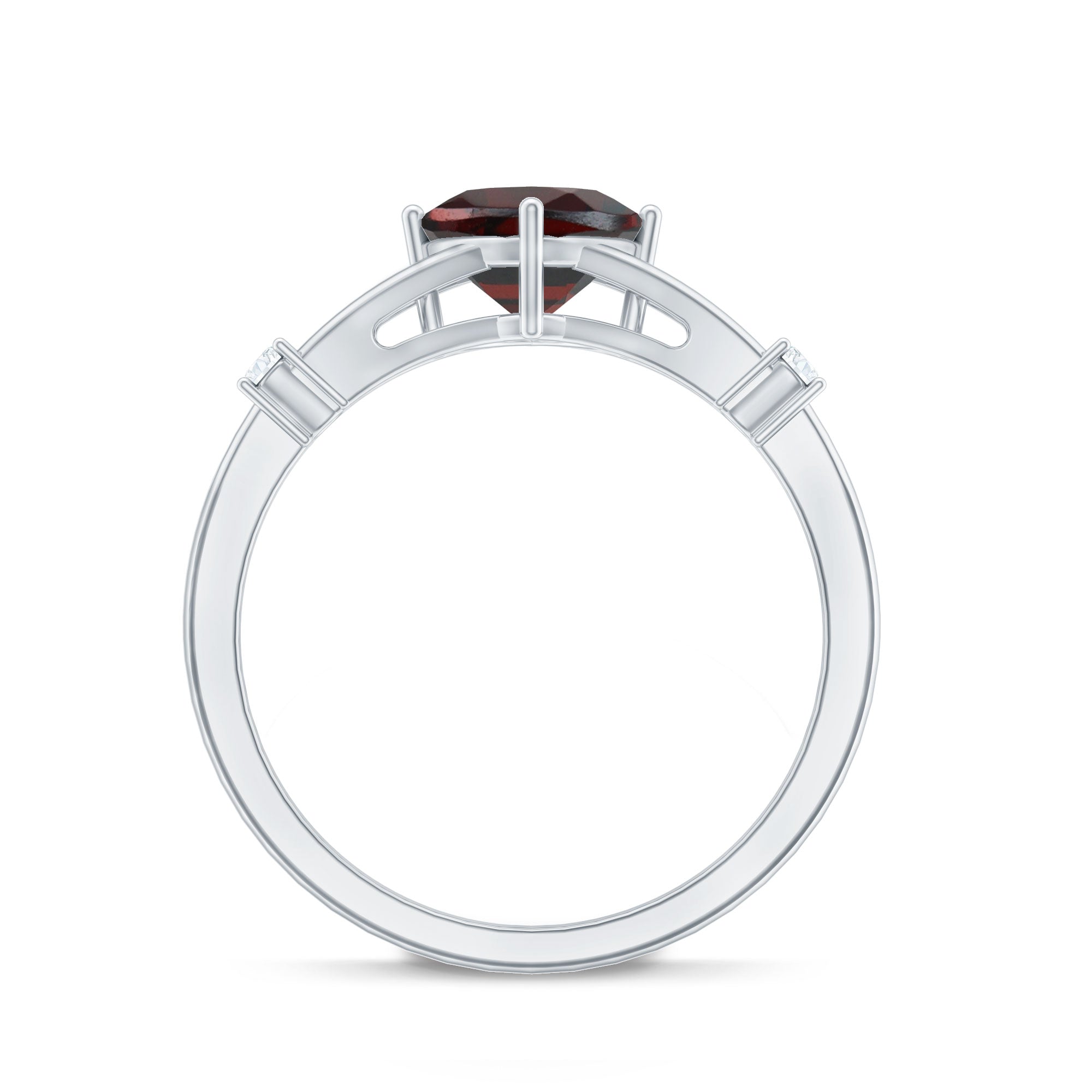 3.2 Carat Genuine Garnet Diamond Cushion Cut Engagement Ring with Split Shank