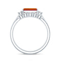 1 Carat Emerald Cut Fire Opal and Diamond Engagement Ring with Enhancer