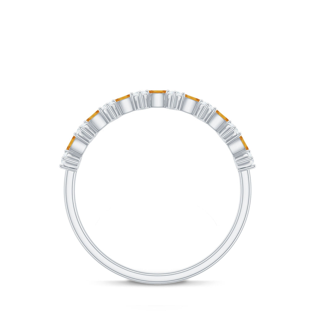 Natural Citrine Diamond Half Eternity Ring with Certificate