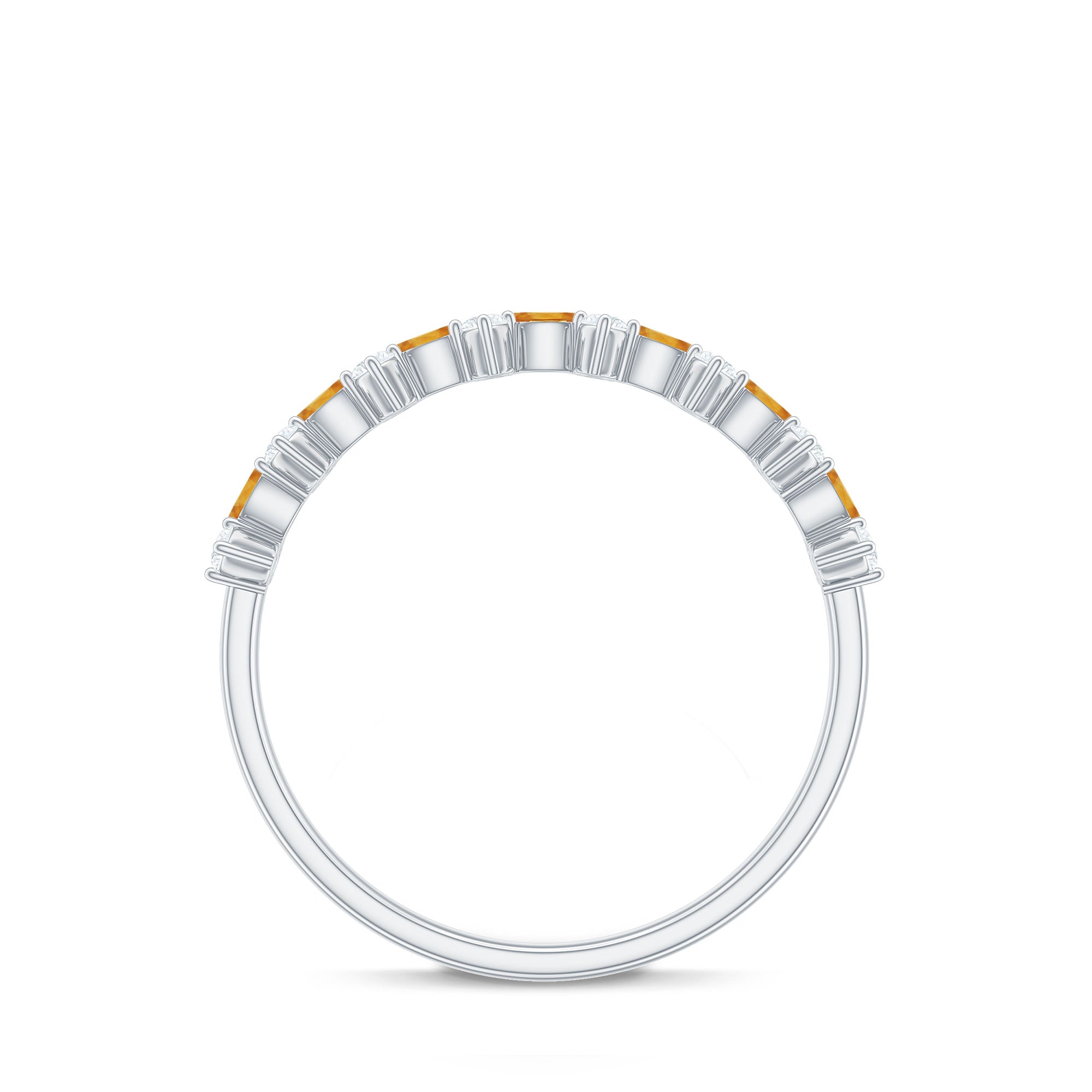Natural Citrine Diamond Half Eternity Ring with Certificate