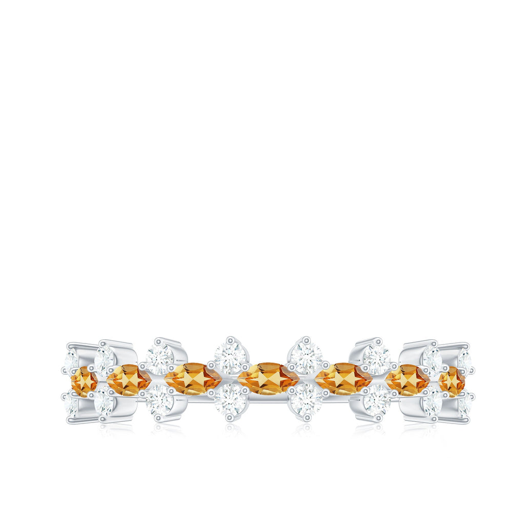 Natural Citrine Diamond Half Eternity Ring with Certificate