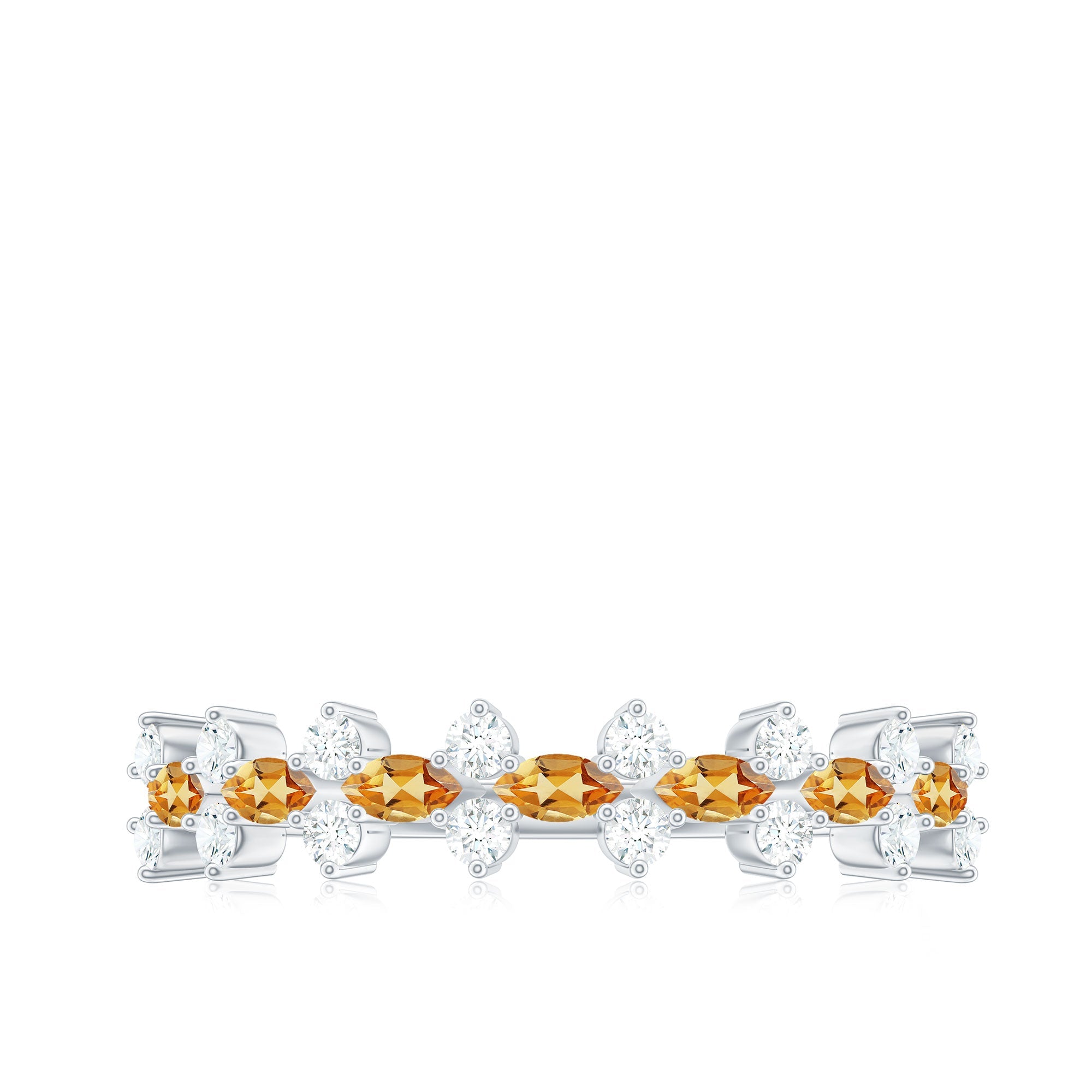 Natural Citrine Diamond Half Eternity Ring with Certificate