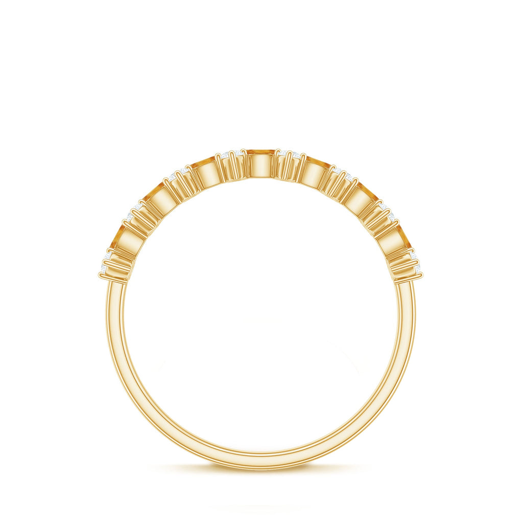 Natural Citrine Diamond Half Eternity Ring with Certificate