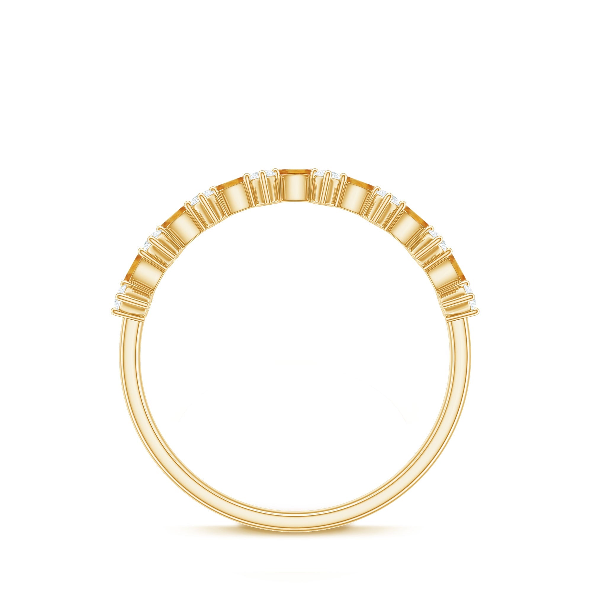 Natural Citrine Diamond Half Eternity Ring with Certificate