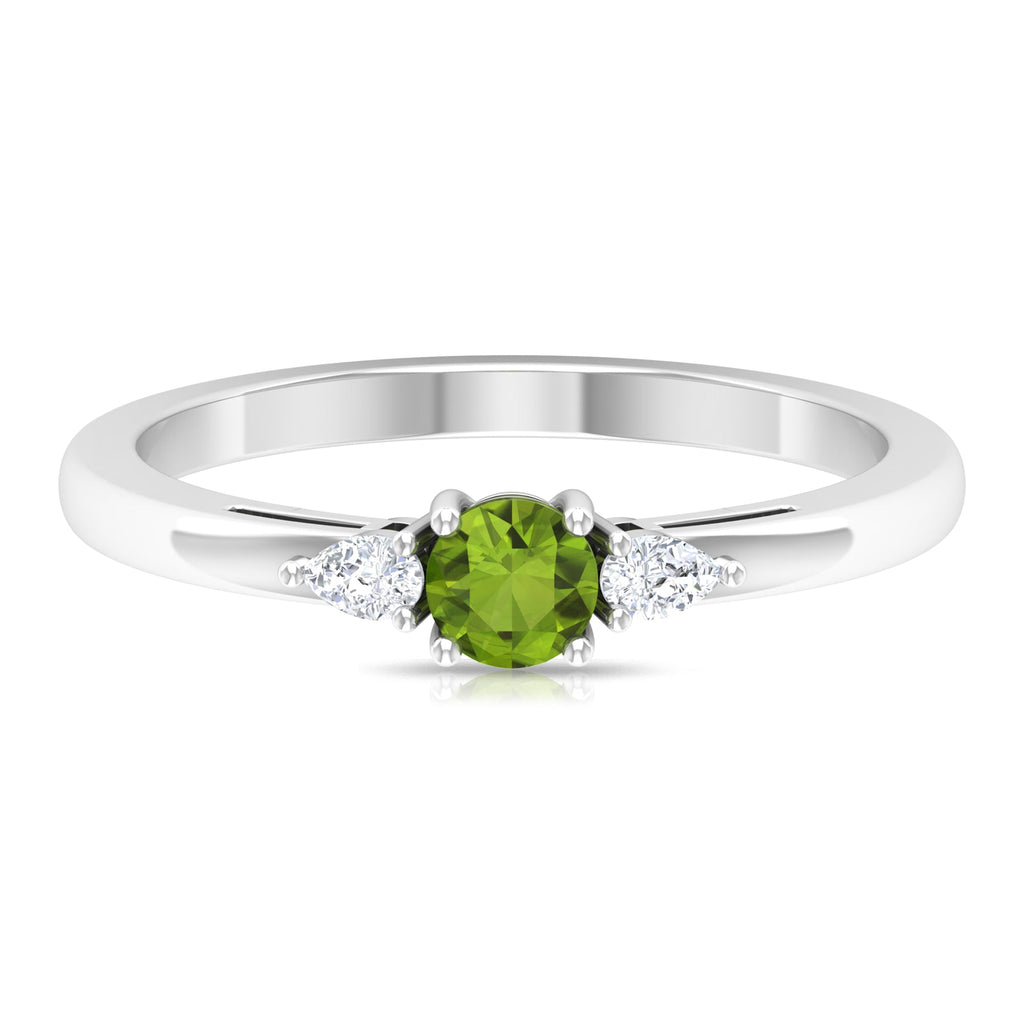 1/4 CT Peridot and Diamond Three Stone Promise Ring