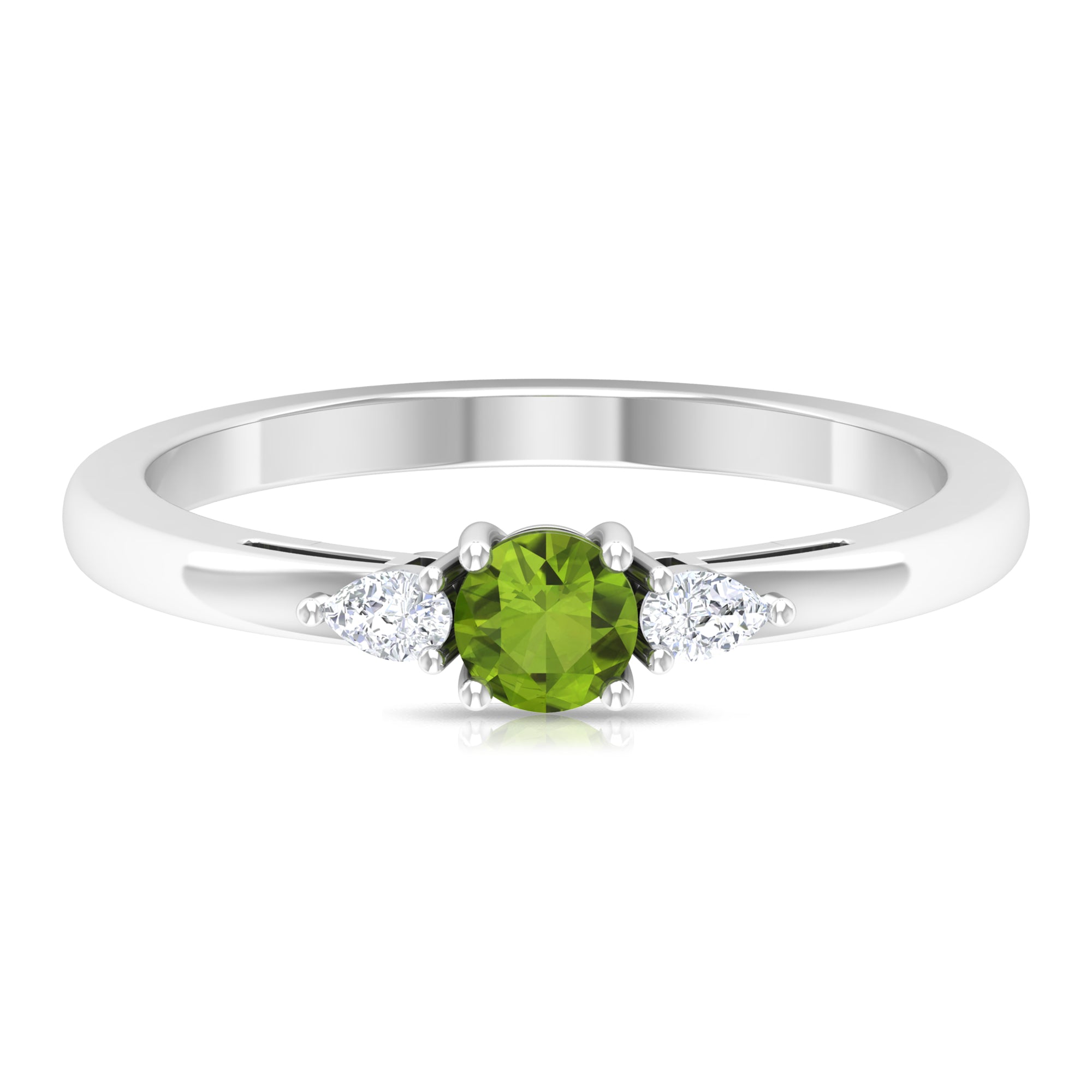 1/4 CT Peridot and Diamond Three Stone Promise Ring