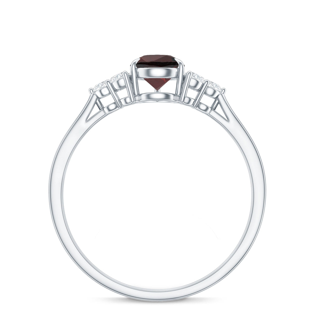 Natural 5X7mm Pear Shape Garnet Engagement Ring with Diamond