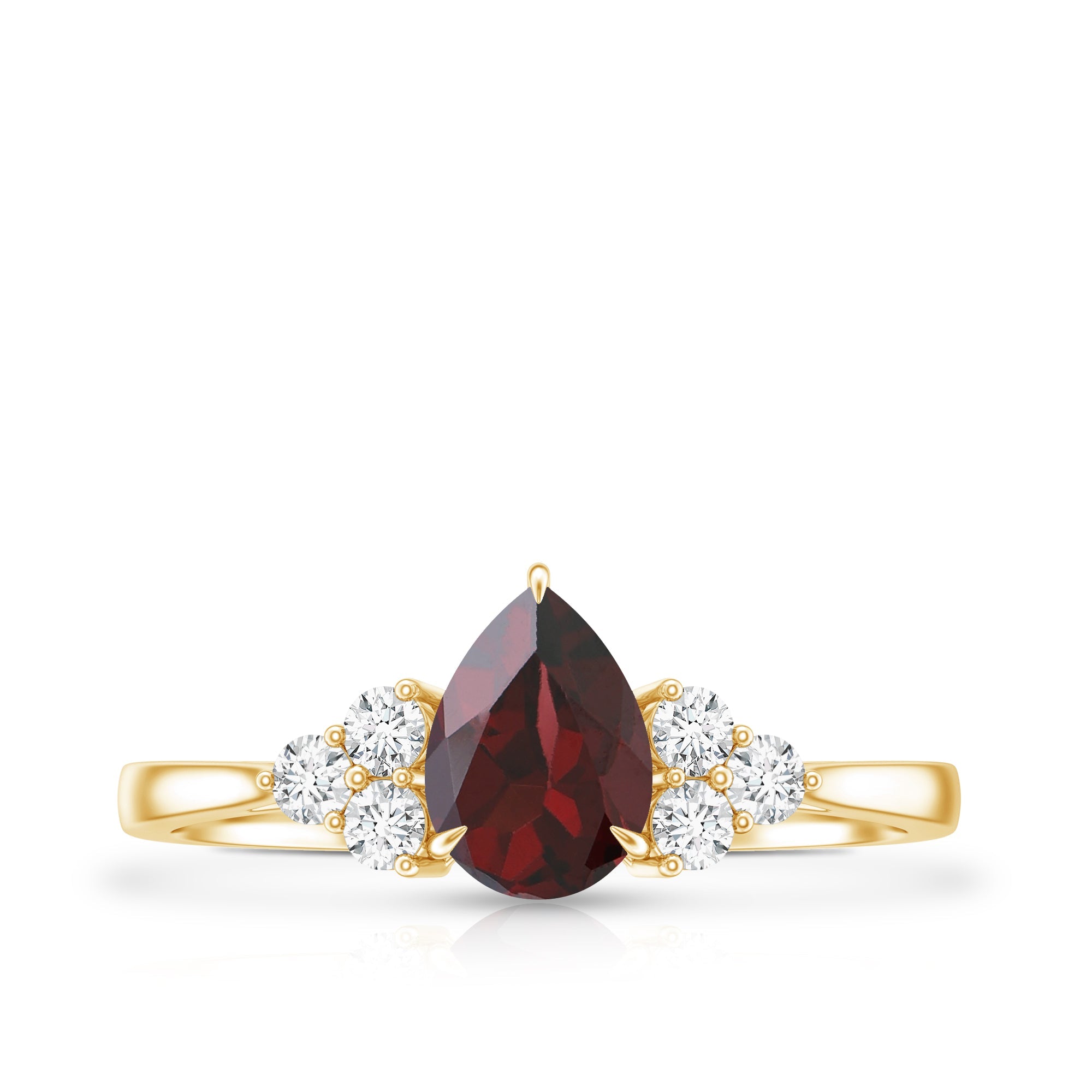Natural 5X7mm Pear Shape Garnet Engagement Ring with Diamond