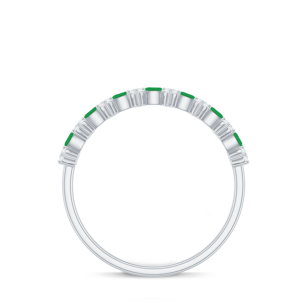 Genuine Emerald and Diamond Half Eternity Ring for Women
