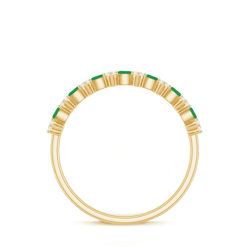 Genuine Emerald and Diamond Half Eternity Ring for Women