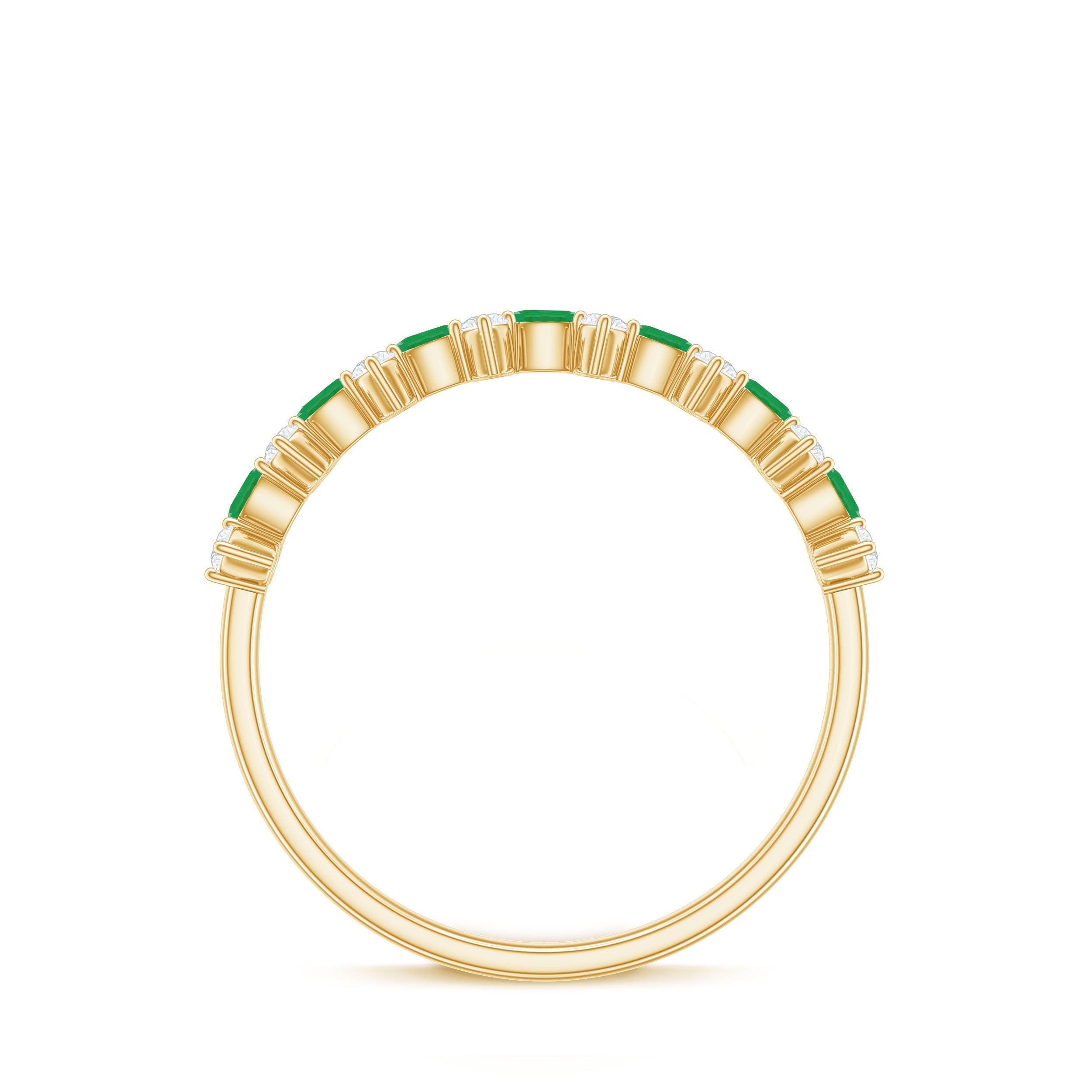 Genuine Emerald and Diamond Half Eternity Ring for Women