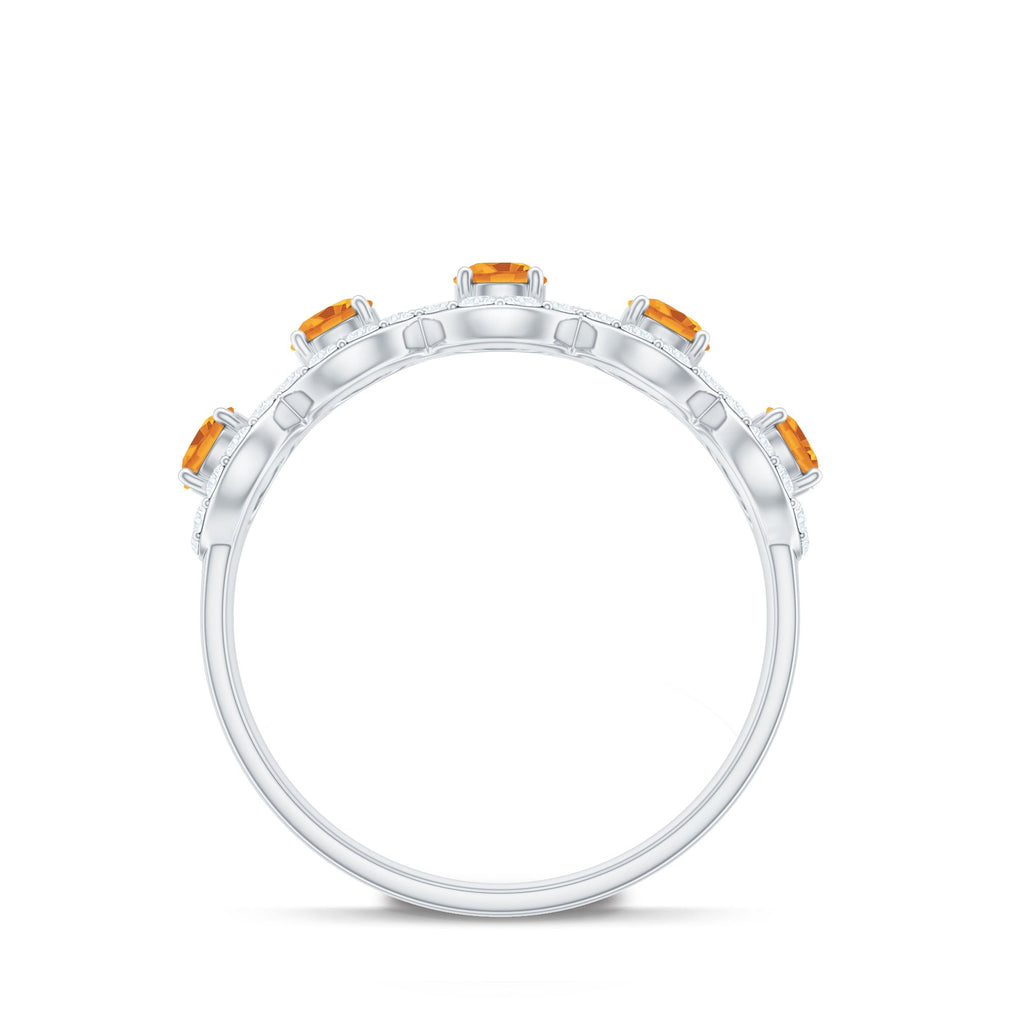 Certified Natural Citrine Diamond Half Eternity Band for Anniversary