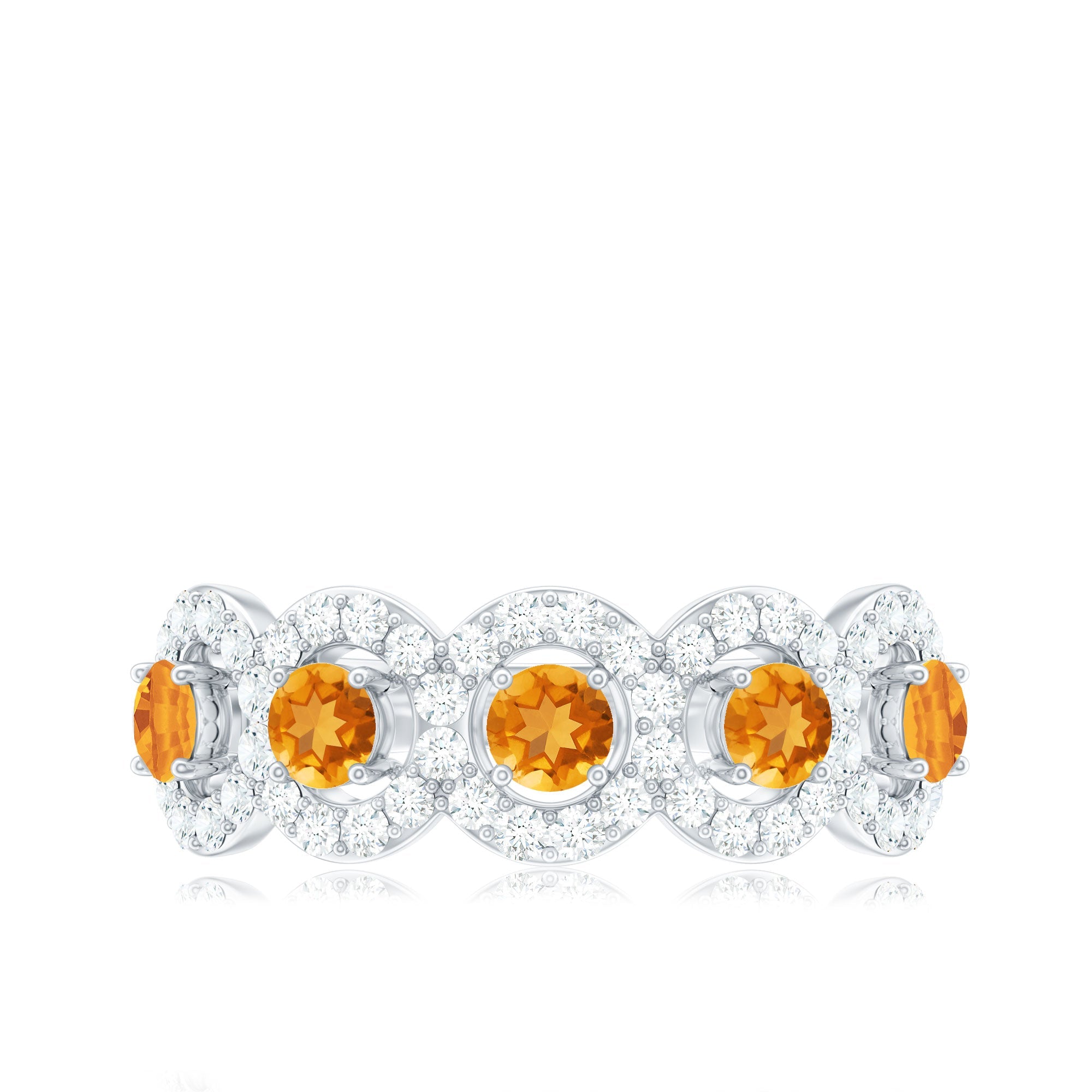 Certified Natural Citrine Diamond Half Eternity Band for Anniversary
