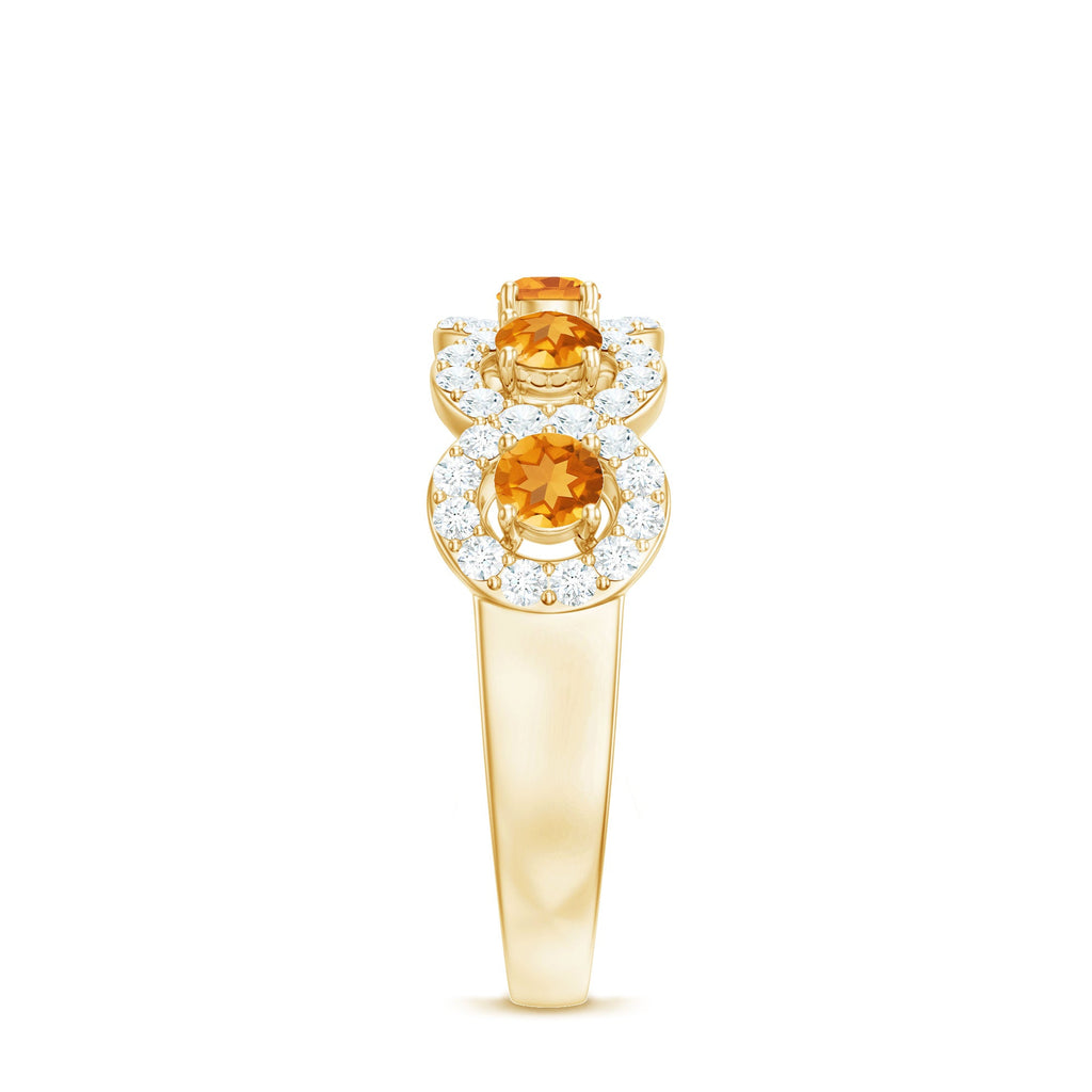 Certified Natural Citrine Diamond Half Eternity Band for Anniversary