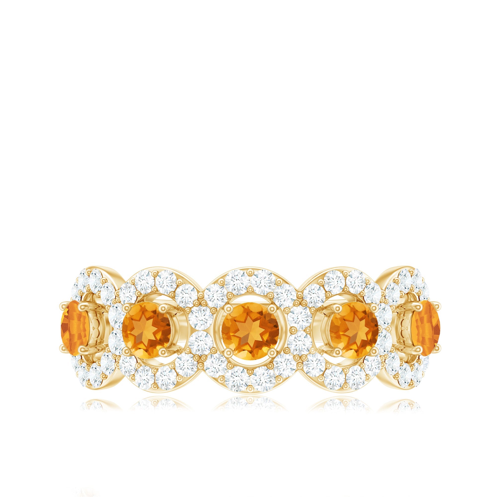 Certified Natural Citrine Diamond Half Eternity Band for Anniversary