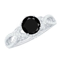 1.3 Carat Lab Grown Black and White Diamond Engagement Ring with Crossover Shank