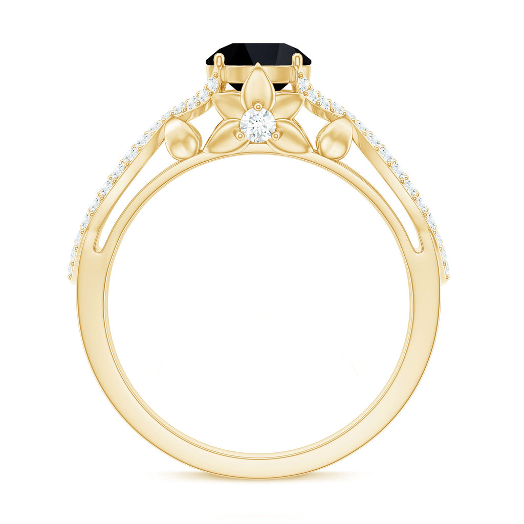 1.3 Carat Lab Grown Black and White Diamond Engagement Ring with Crossover Shank