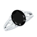 4.2 Carat Lab Grown Black Diamond Oval Engagement Ring with White Diamond Split Shank