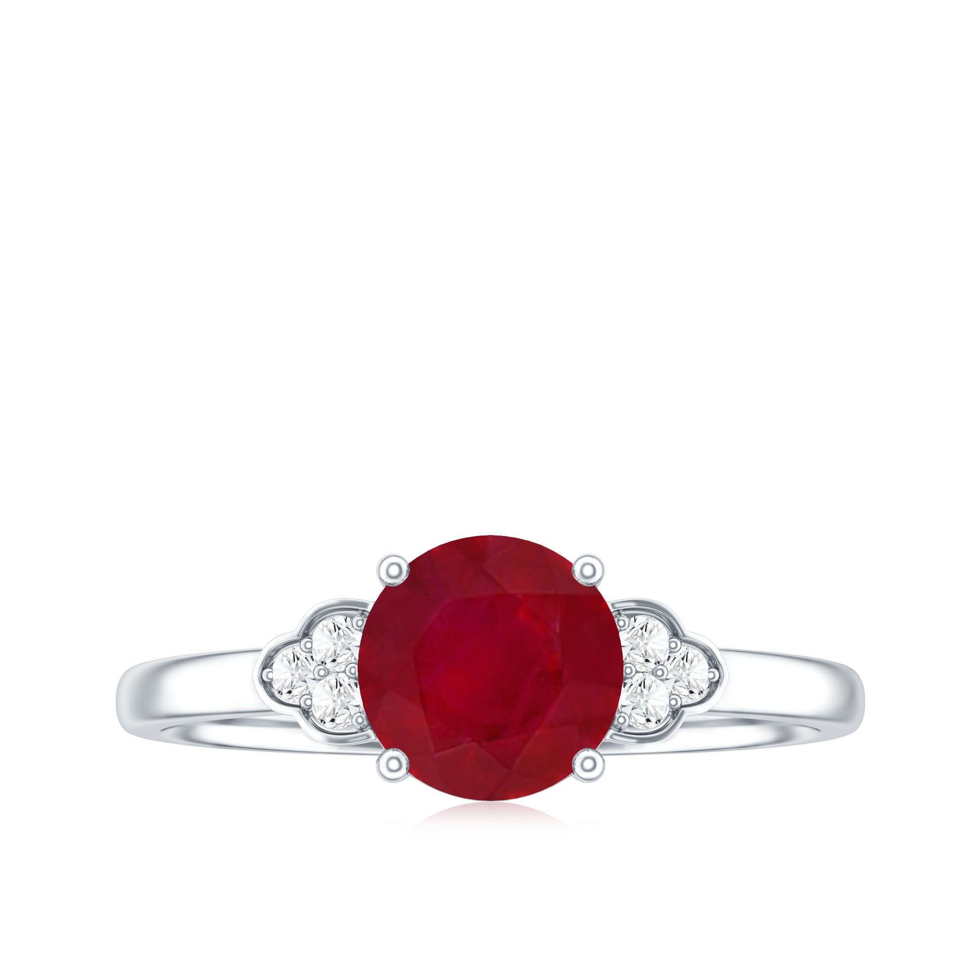 Real 0.6 Carat Ruby Promise Ring with Diamond Trio