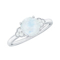 1.50 CT Moonstone Solitaire Engagement Ring with Diamond Trio