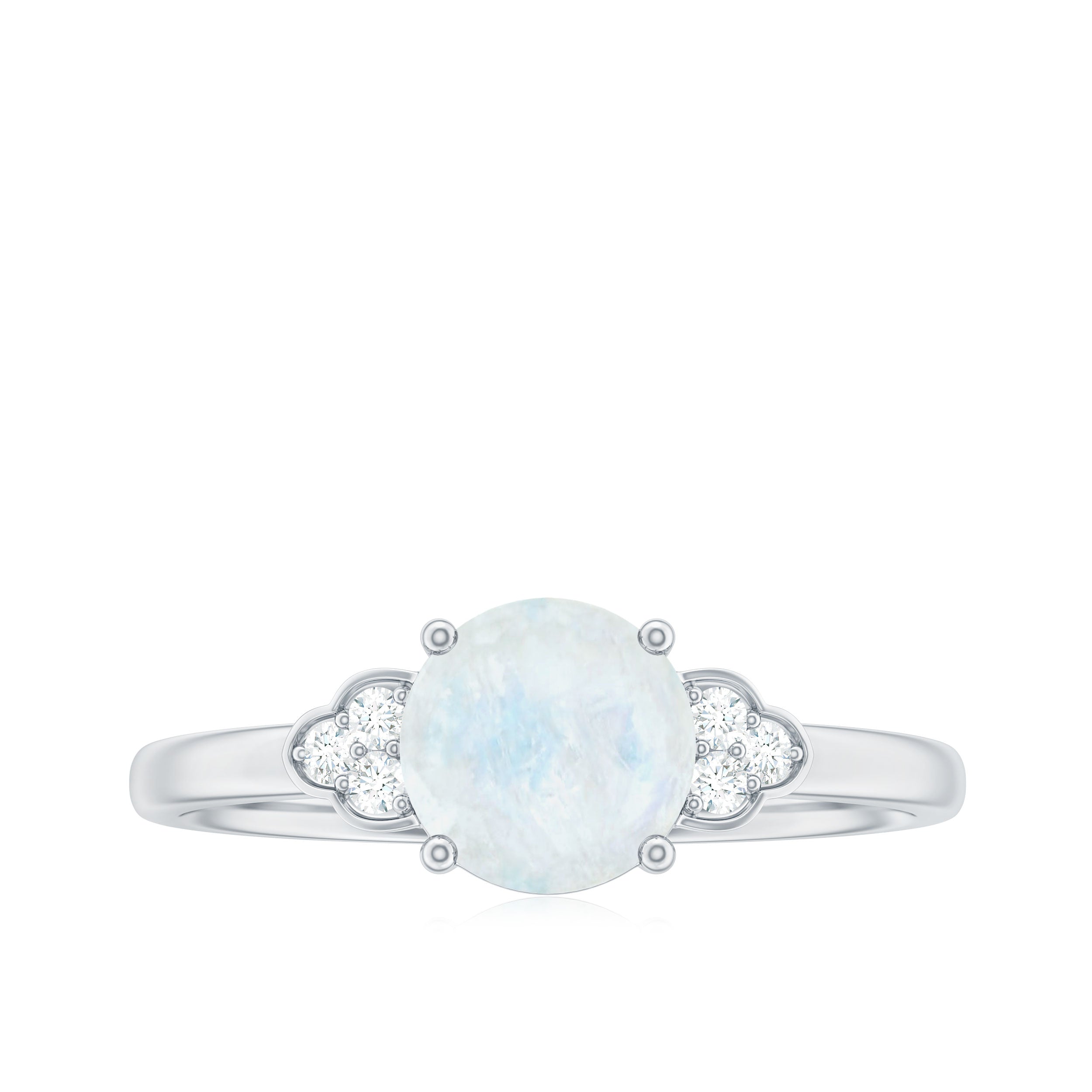 1.50 CT Moonstone Solitaire Engagement Ring with Diamond Trio