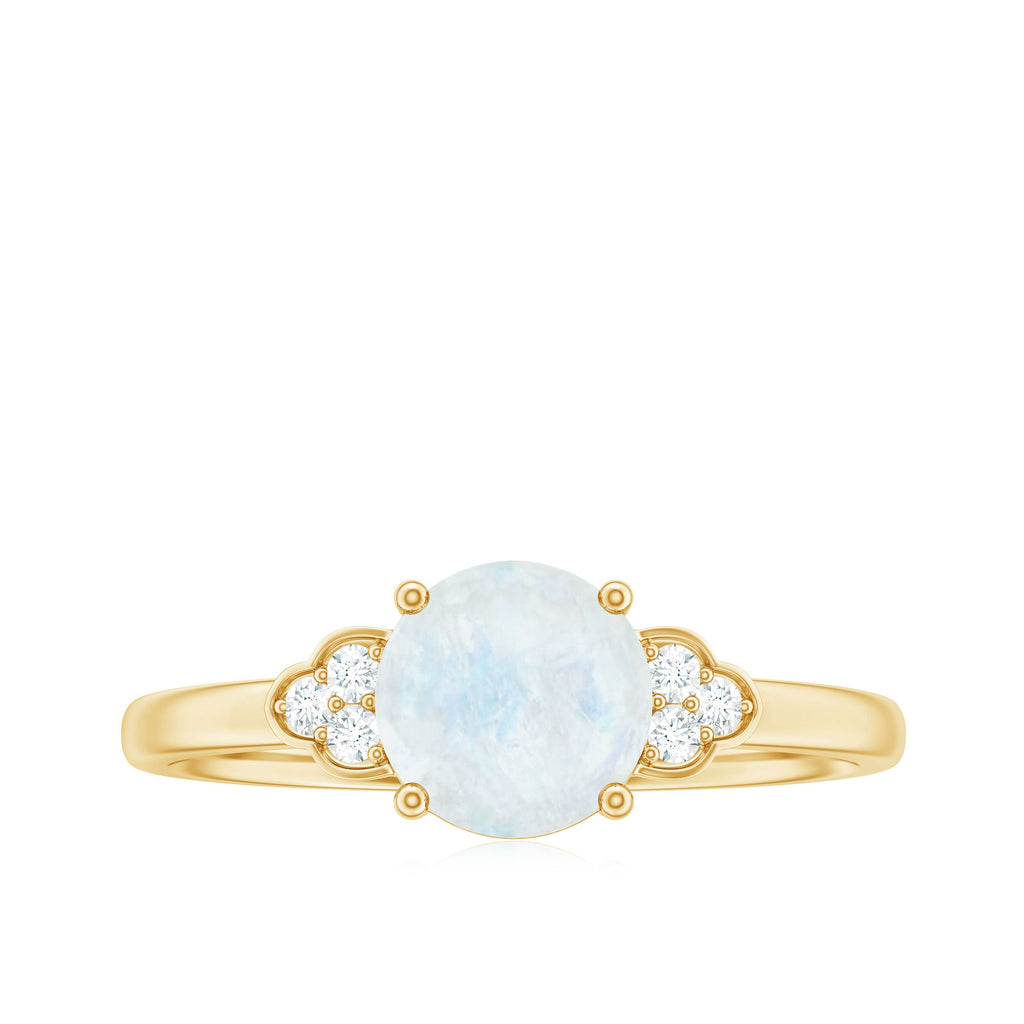 1.50 CT Moonstone Solitaire Engagement Ring with Diamond Trio