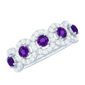 Natural Amethyst Diamond Half Eternity Band Ring for Women