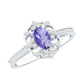 Vintage Looking Tanzanite and Diamond Oval Engagement Ring