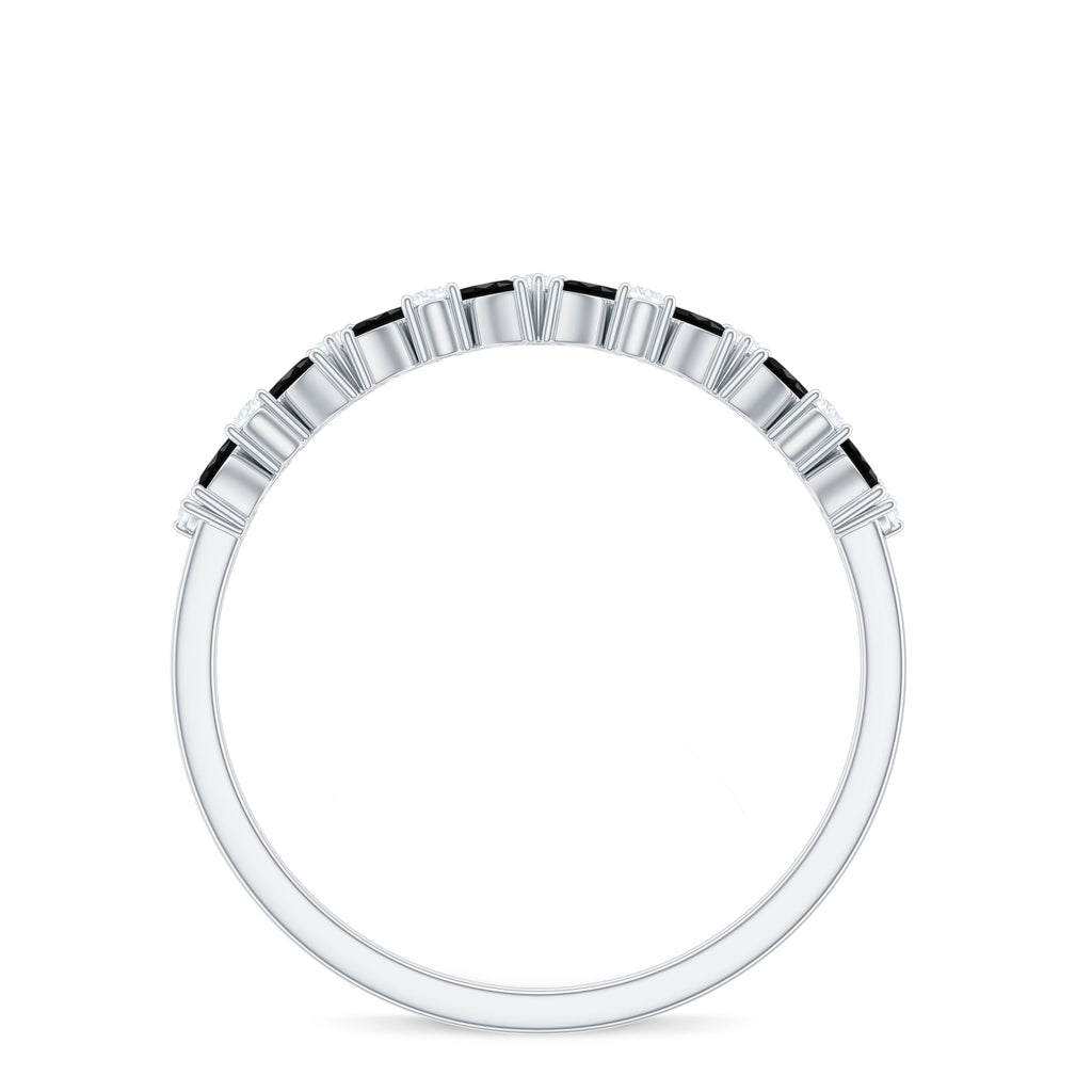 Marquise Created Black Diamond and Diamond Half Eternity Ring
