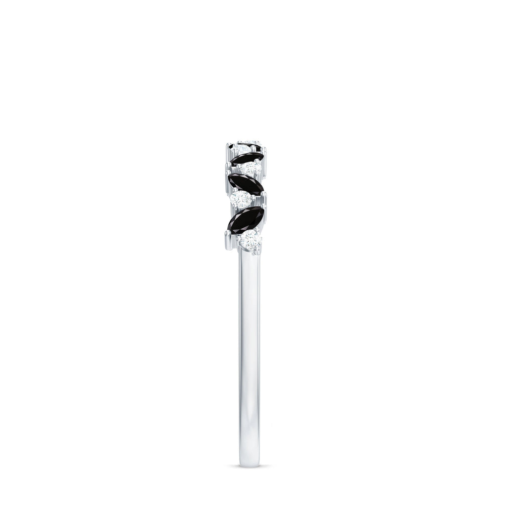 Marquise Created Black Diamond and Diamond Half Eternity Ring