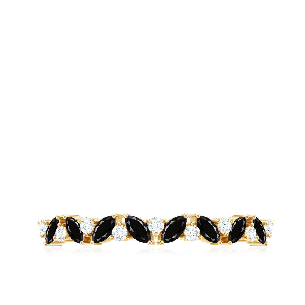 Marquise Created Black Diamond and Diamond Half Eternity Ring