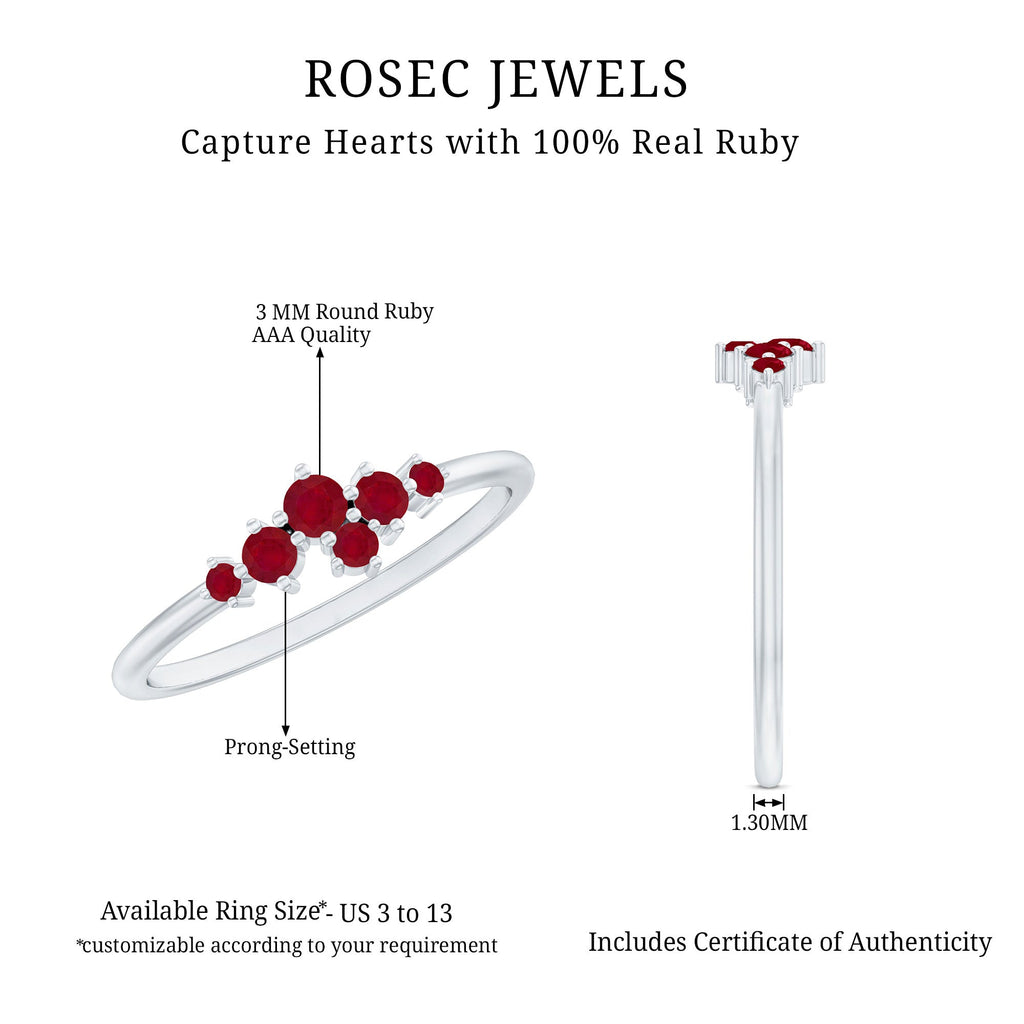 Natural Ruby Cluster Promise Ring for Women