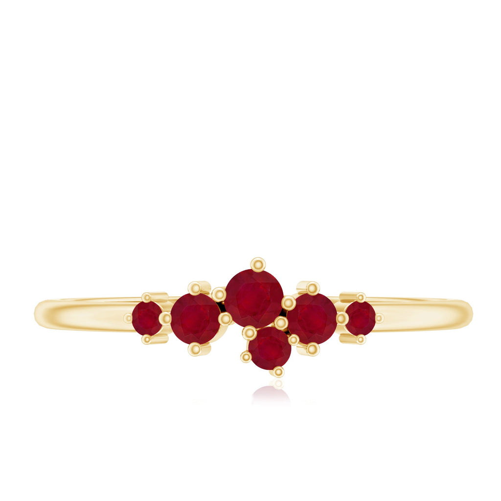 Natural Ruby Cluster Promise Ring for Women