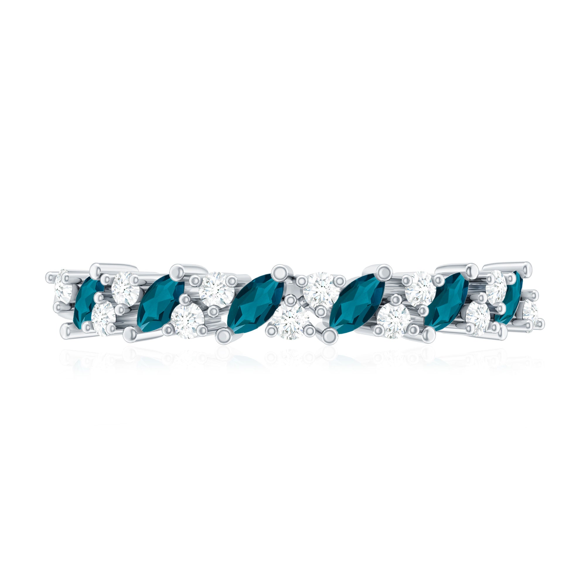 Marquise London Blue Topaz Anniversary Ring with Diamond
