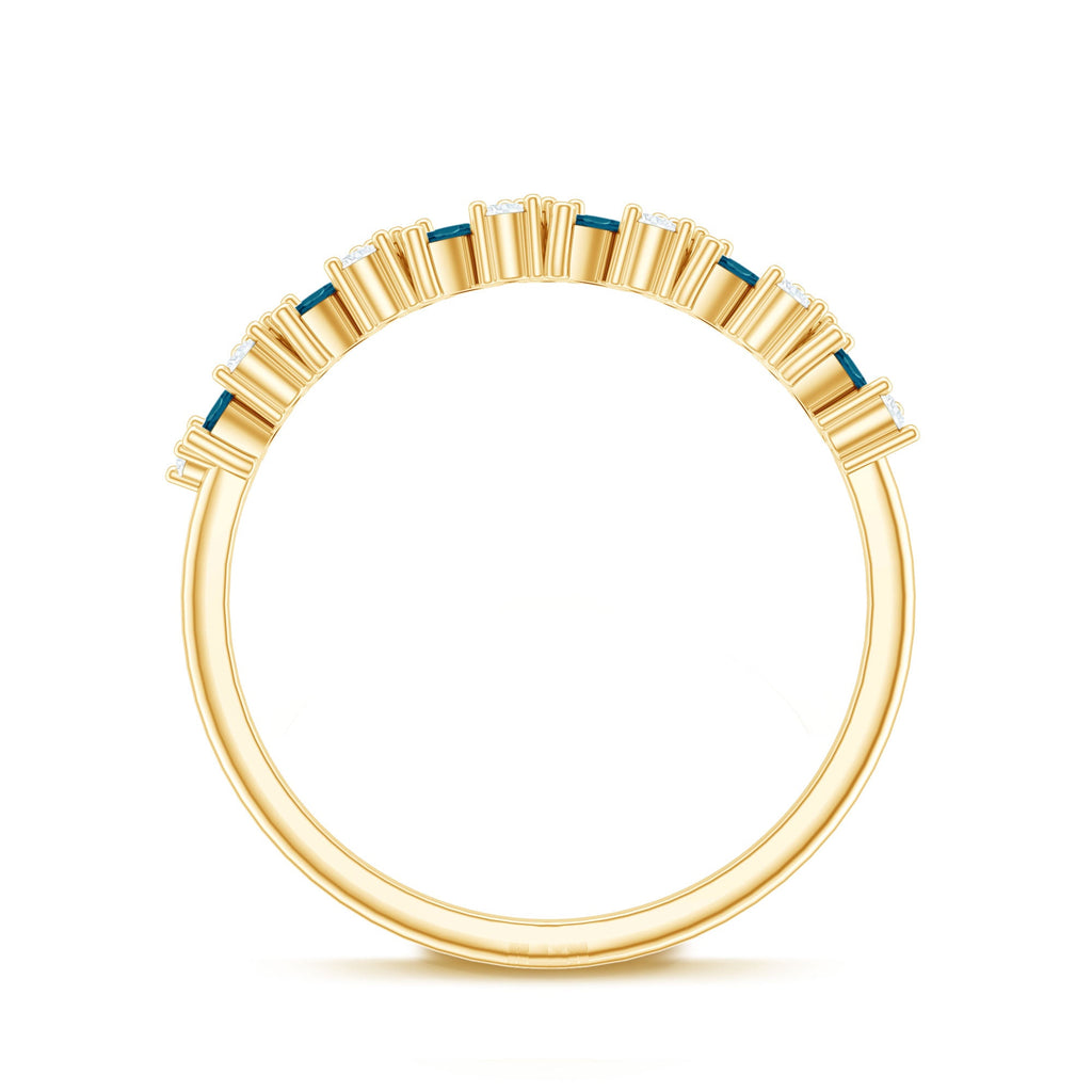 Marquise London Blue Topaz Anniversary Ring with Diamond