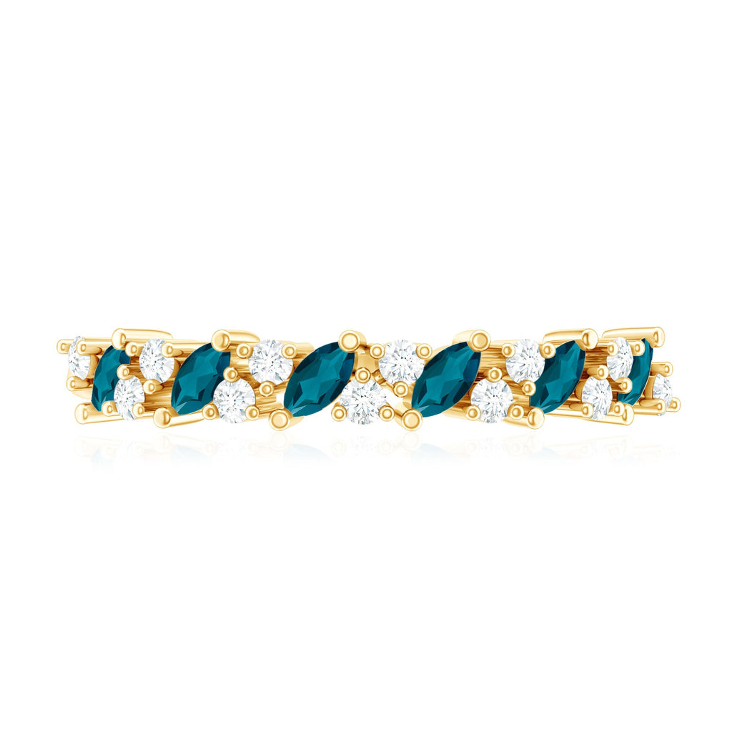 Marquise London Blue Topaz Anniversary Ring with Diamond
