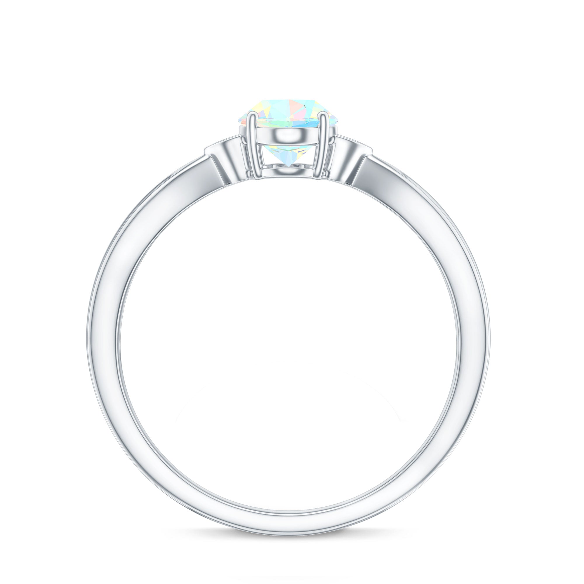 Natural Solitaire Ethiopian Opal Diamond Oval Engagement Ring With Pinched Shank