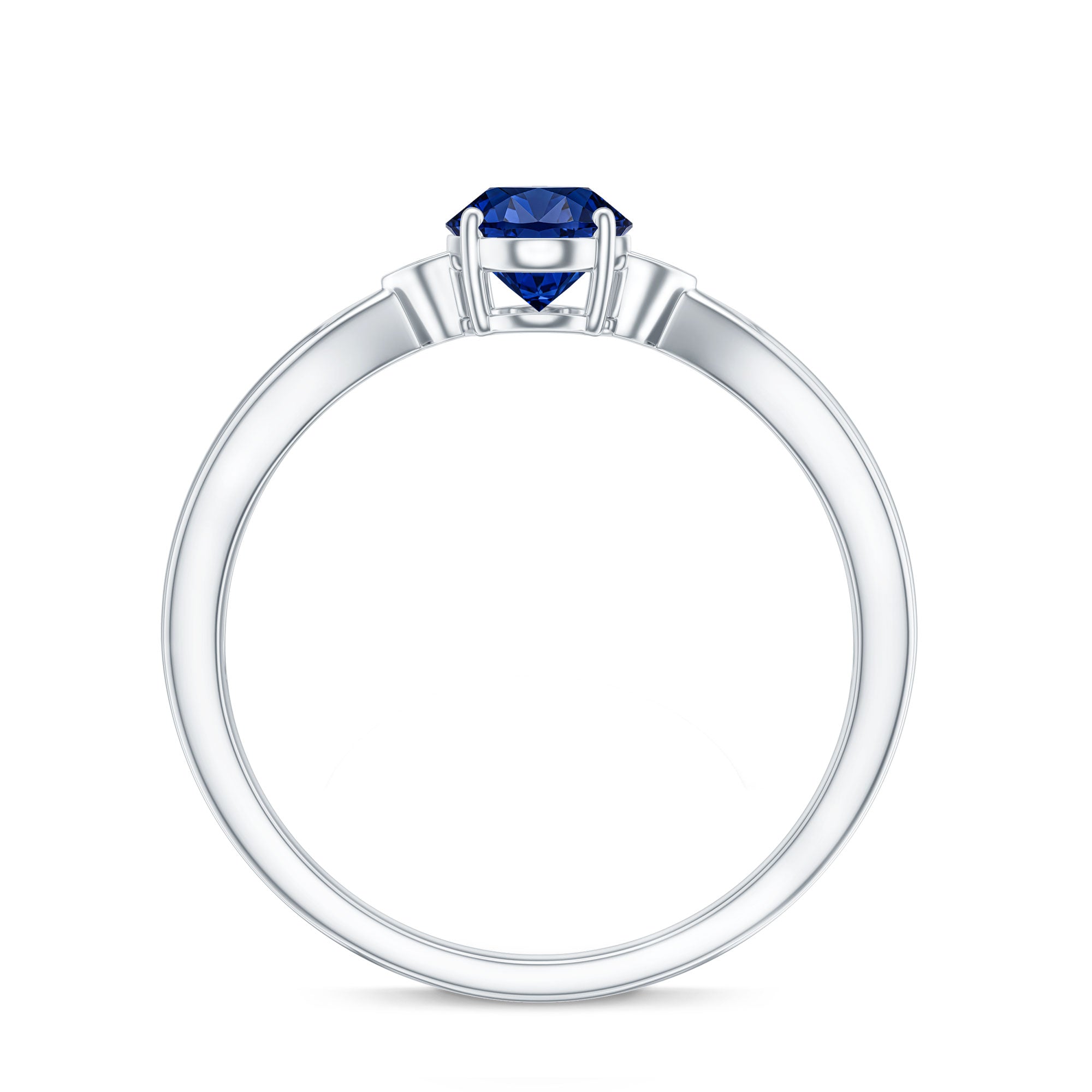 Certified 1 Carat Oval Lab Grown Blue Sapphire Solitaire Engagement Ring with Diamond