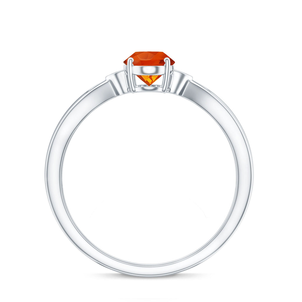 3/4 CT Oval Shape Fire Opal Engagement Ring with Diamond
